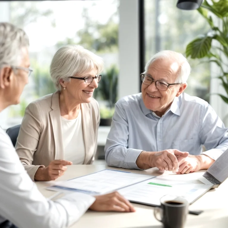 امرأة مسنة تستفيد من خدمات التأمين